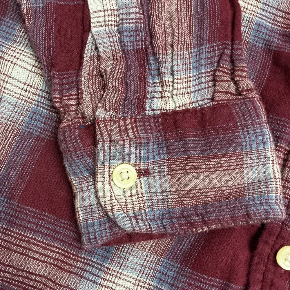 Gap Kids Lined  Button Down Cotton Long Sleeve Size 12 Husky XL Plum/Blue Shirt